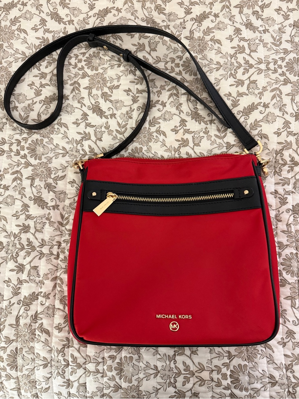 Red Crossbody Shoulder Bag with Black Strap